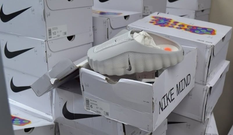 Counterfeit sneakers and other streetwear in Arcadia, California, warehouse raided by the Los Angeles County Sheriff's Department﻿.