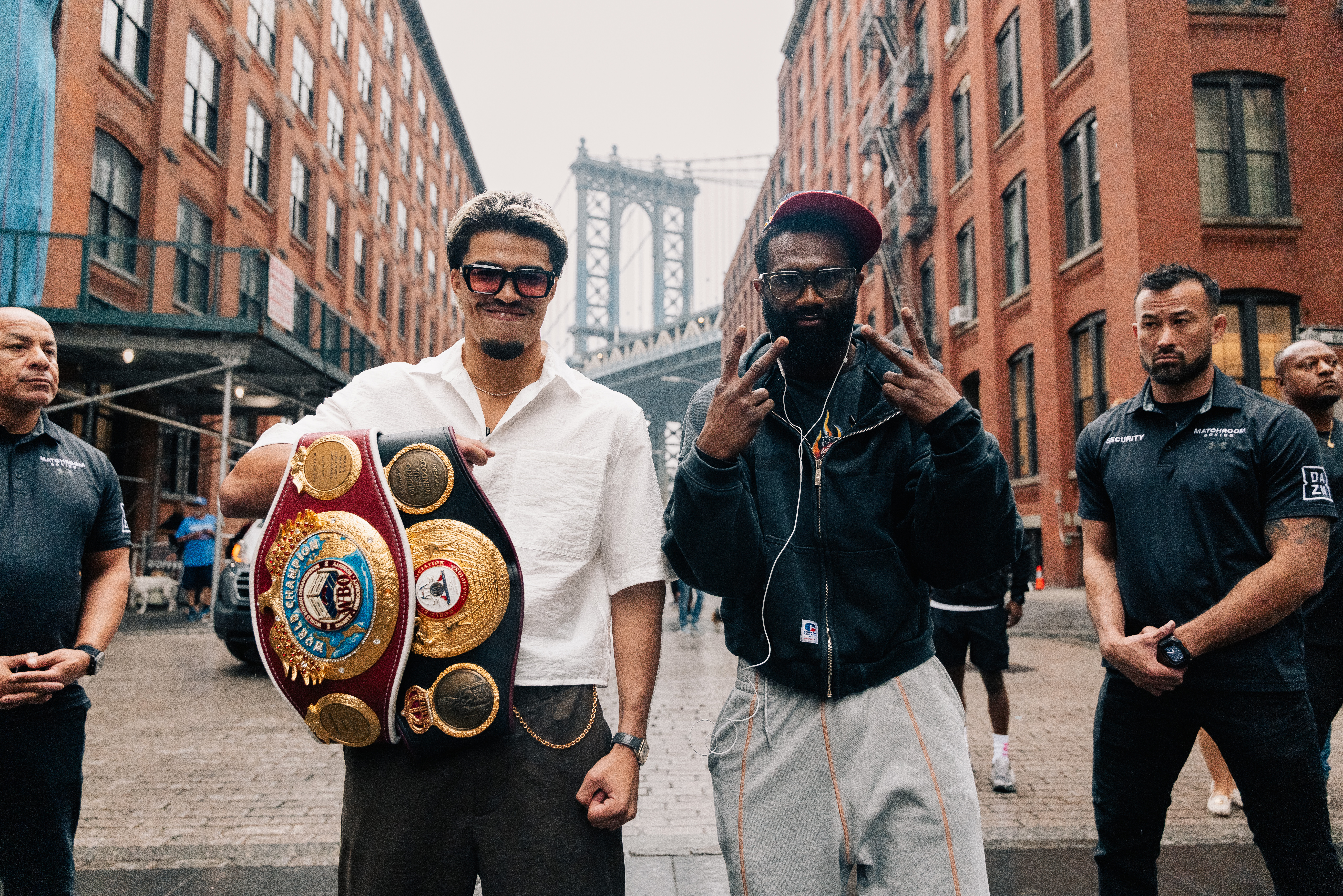 Xander Zayas and Jaron "Boots" Ennis face off before their title fight at Barclays Center in Brooklyn. 