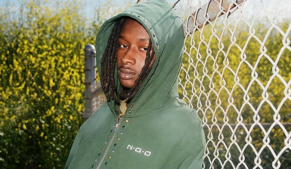Nothing Grows Overnight Green Studded Zip Hoodie