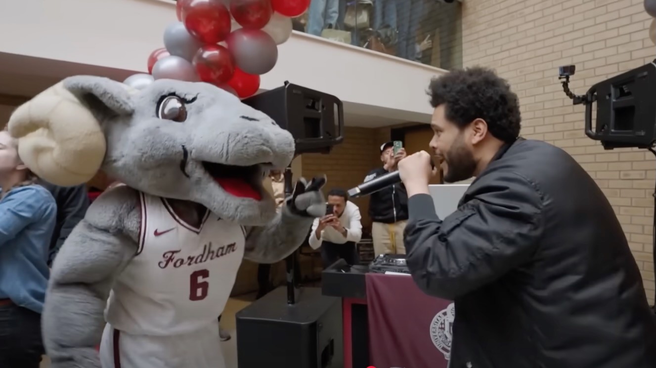 The Weeknd surprising Fordham University graduates with an impromptu performance with Jimmy Fallon.