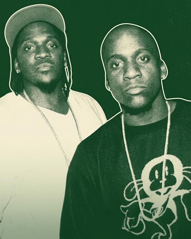 Clipse in a stylized, green-tinted photo. Both wear casual clothing and chains, with a graphic design on one shirt. They released on of the best albums of 2006