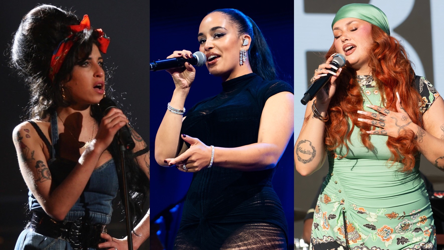 (L-R) Amy Winehouse, Jorja Smith, and Sasha Keable.