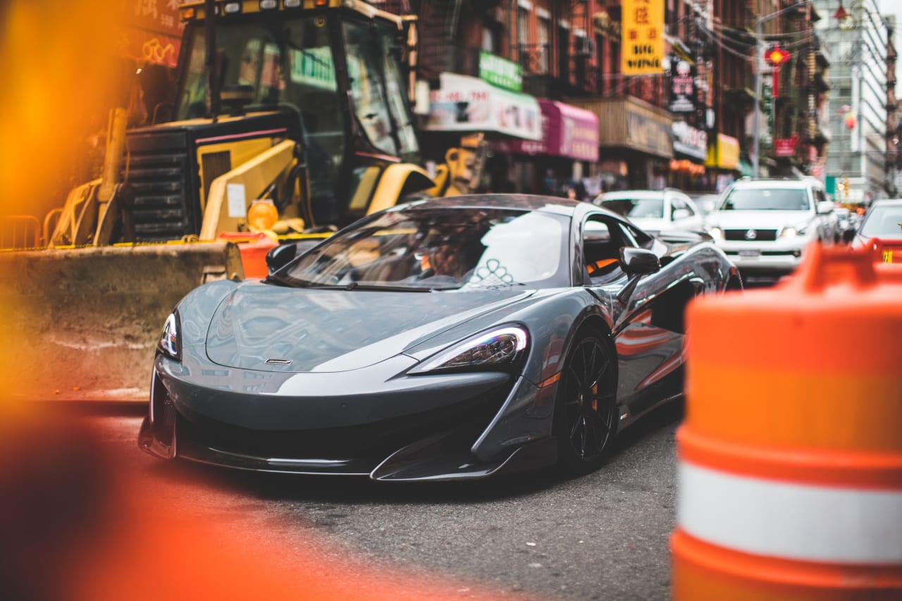 Driving A Mclaren 600lt Supercar In City Traffic Complex