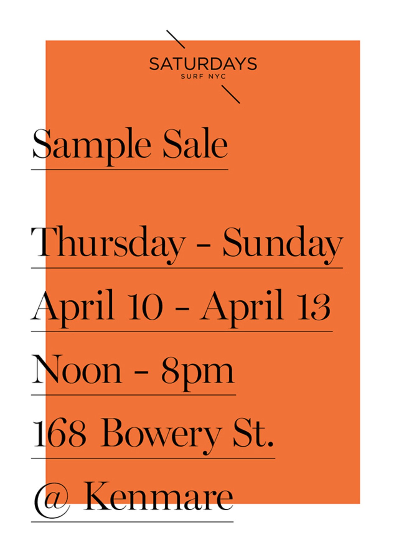 Saturdays Surf Nyc S Annual Sample Sale Will Take Place This Weekend Complex