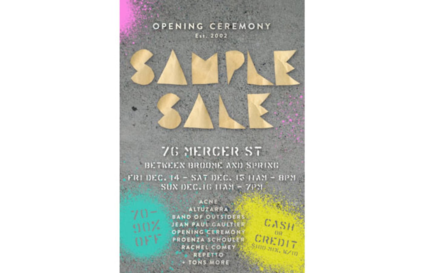 Opening Ceremony Makes Further Reductions at Sample Sale with