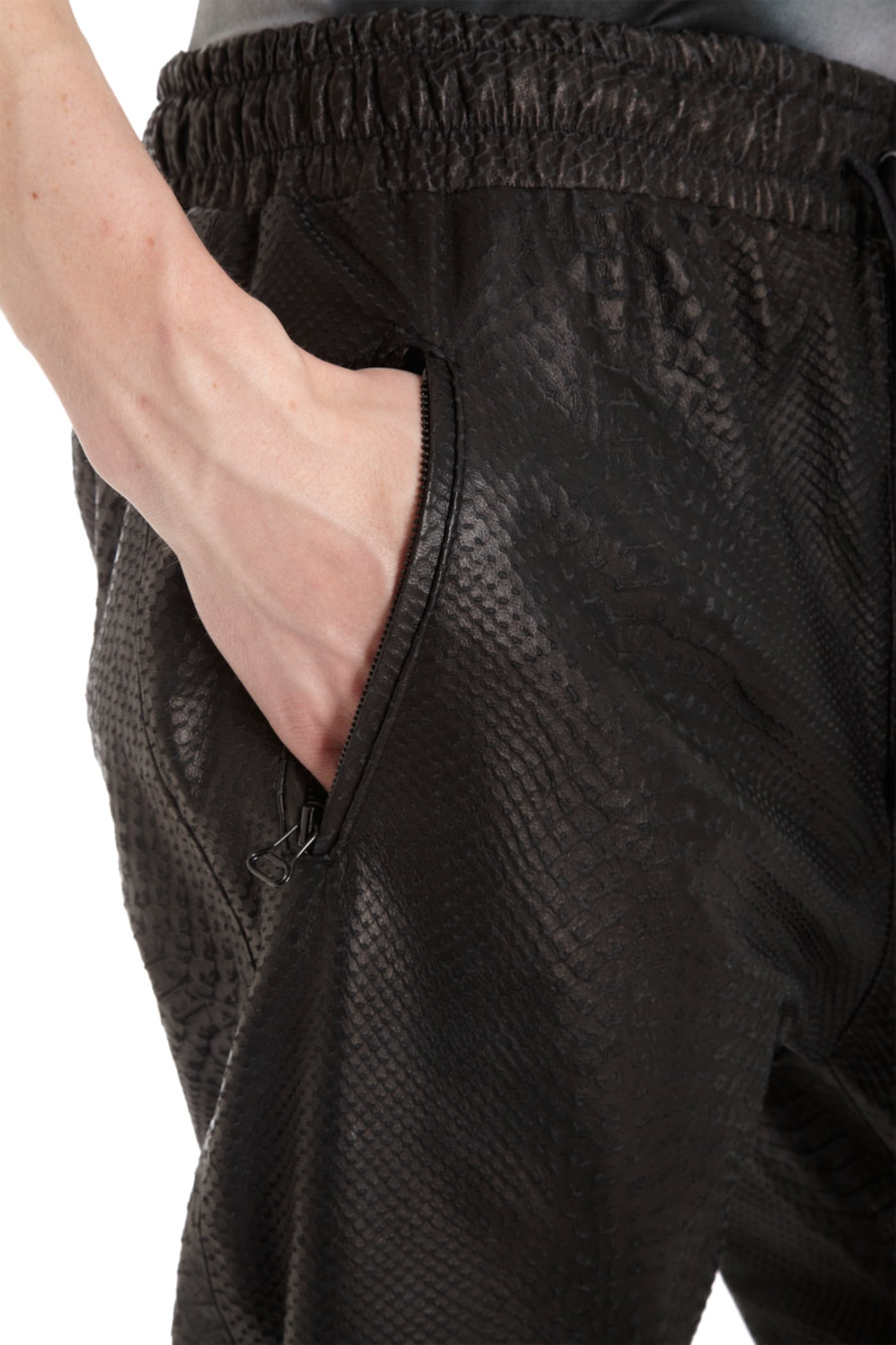 black leather sweatpants