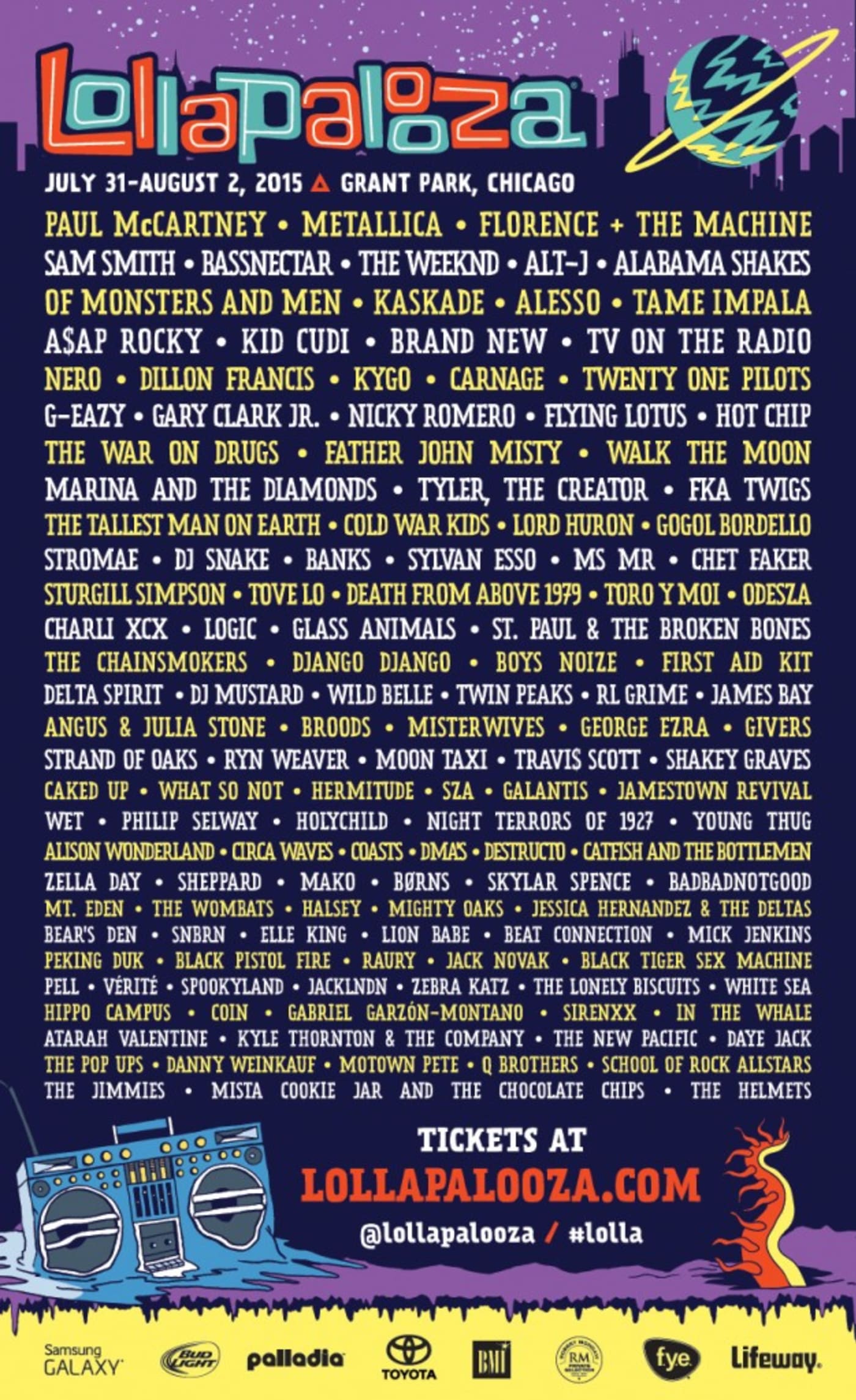 Here’s the Official Lineup for Lollapalooza 2015 Complex