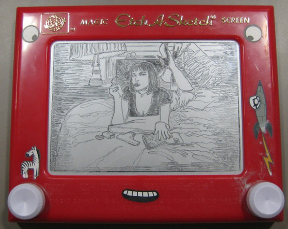 Cartoon Drawing With An Etch A Sketch Jazza for Kindergarten