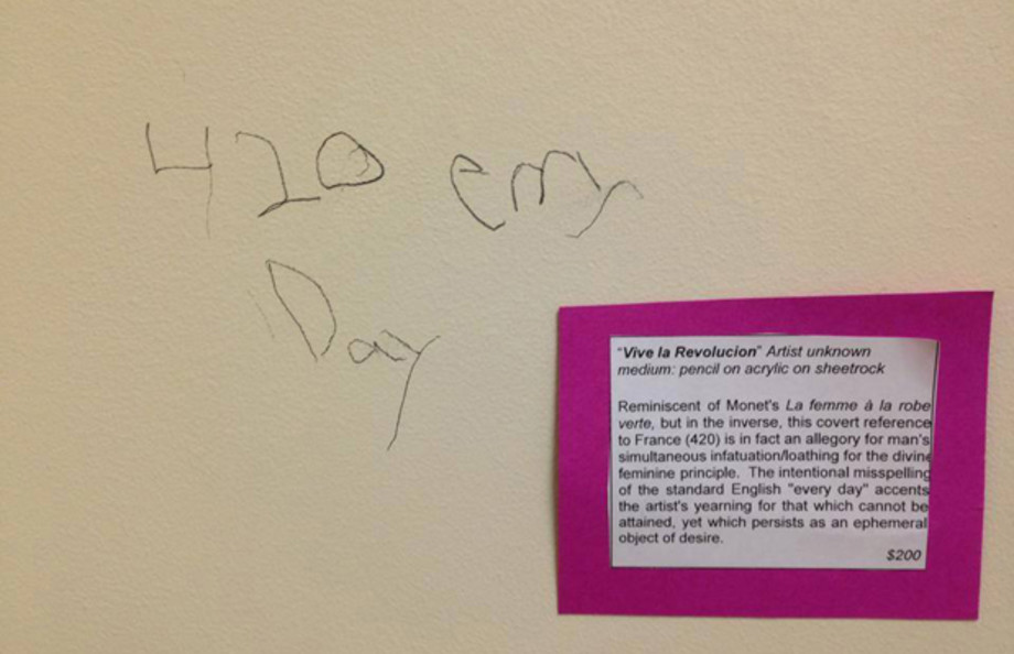High School Teachers Add Wall Labels Next To Bathroom Graffiti