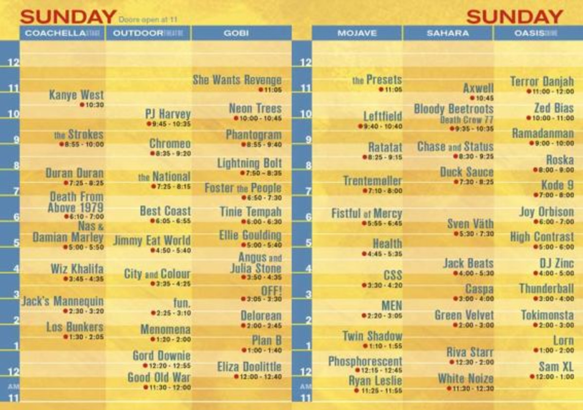 Coachella Announces Set Times Complex