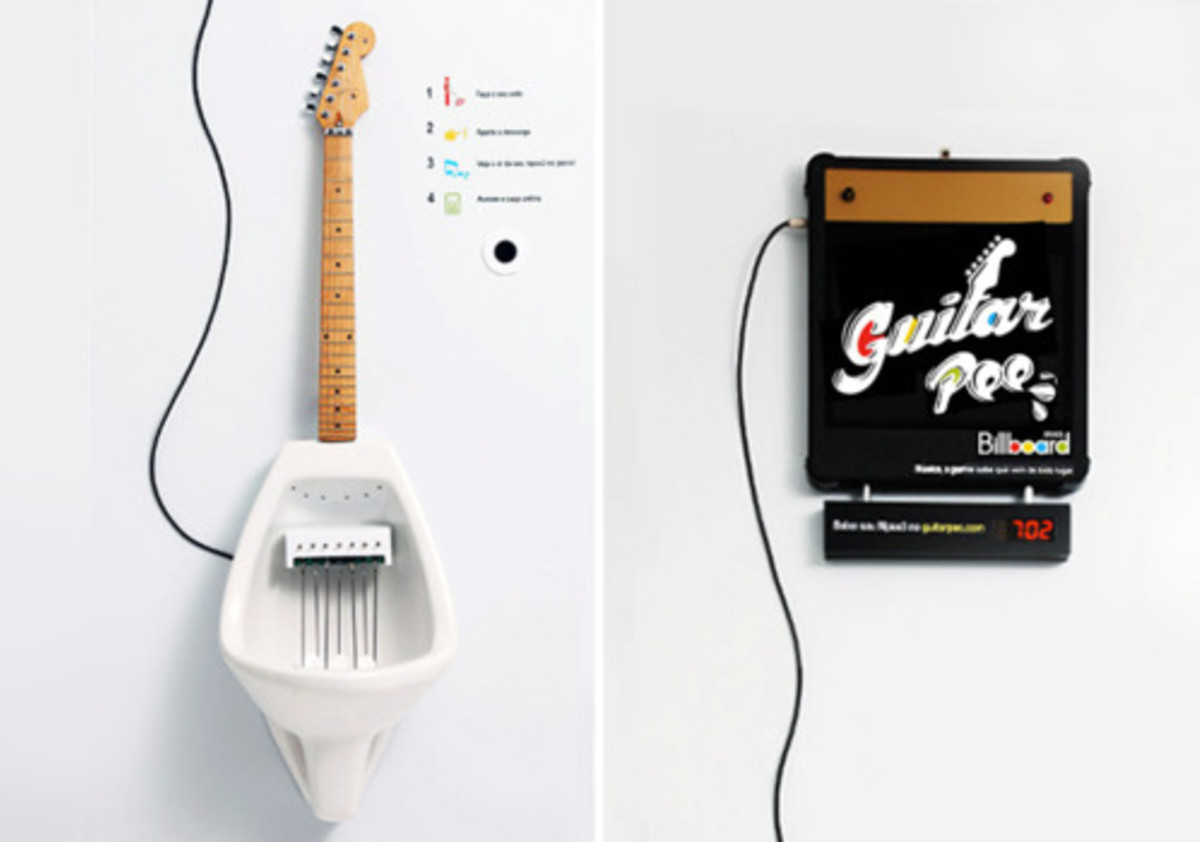 Guitar Urinal That Plays Music Complex