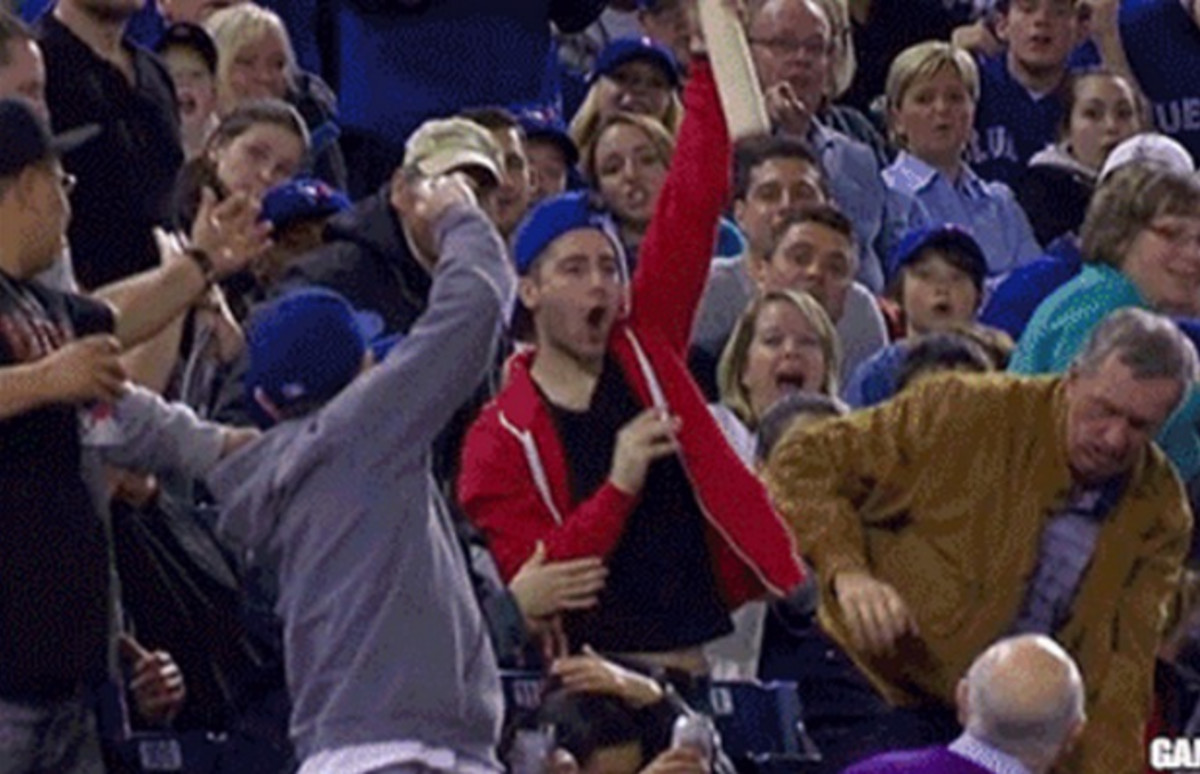 An MLB Fan Catches a Bat That Flies Into the Stands With His Bare Hands