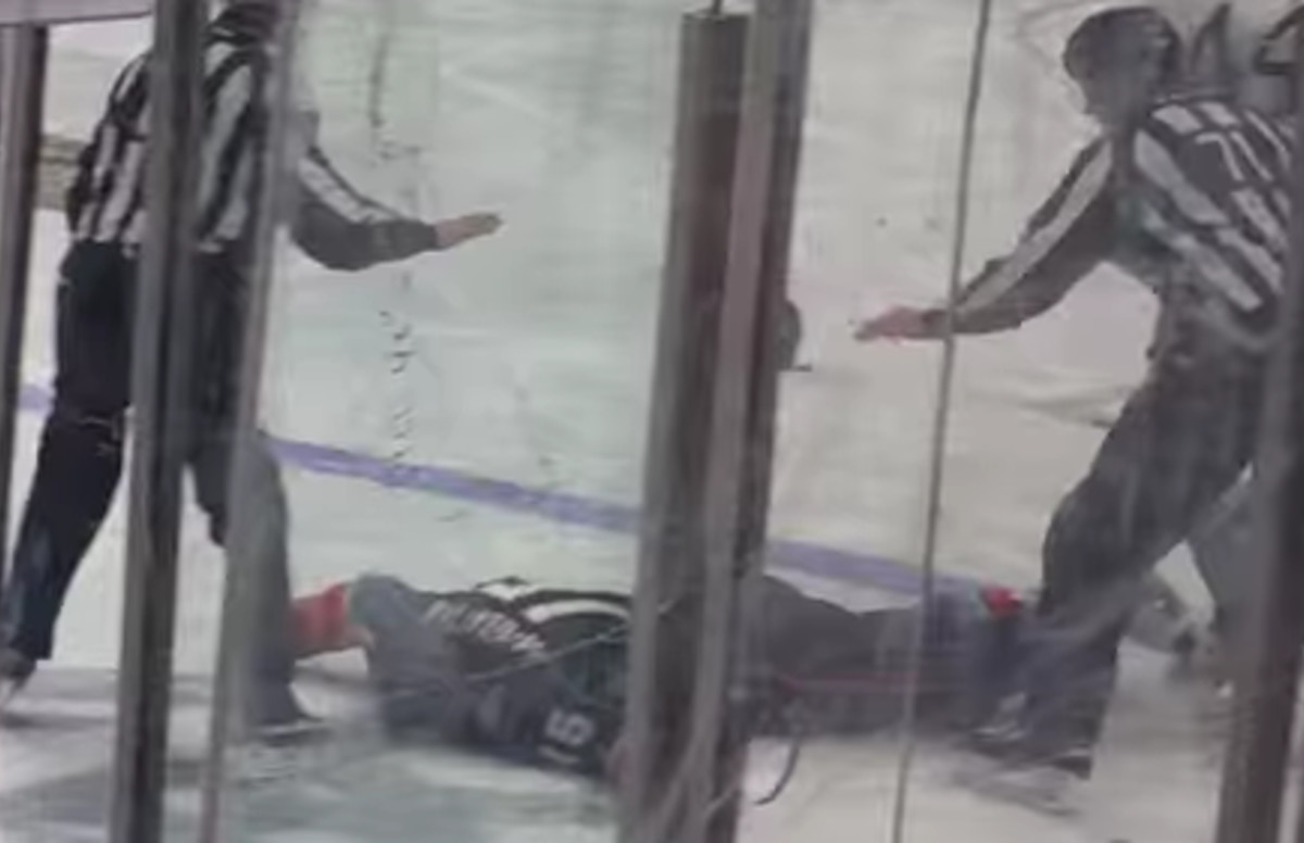 This Video of a Former NHL Player Getting Knocked Out Cold During a Minor League Hockey Game Is