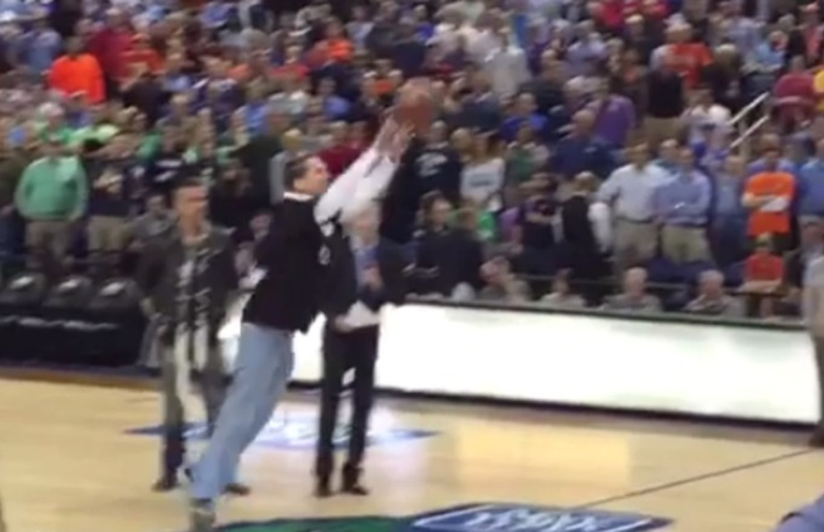 Fan Attempts Half Court Shot to Win $1 Million Doesn t Come Anywhere Fan Attempts Half Court Shot to Win $1 Million Doesn t Come Anywhere