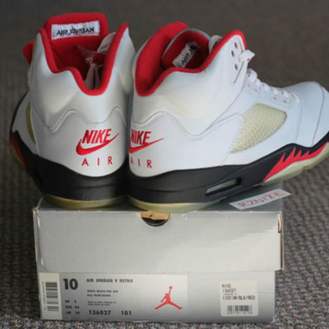 air jordan 5 retro true white fire red black