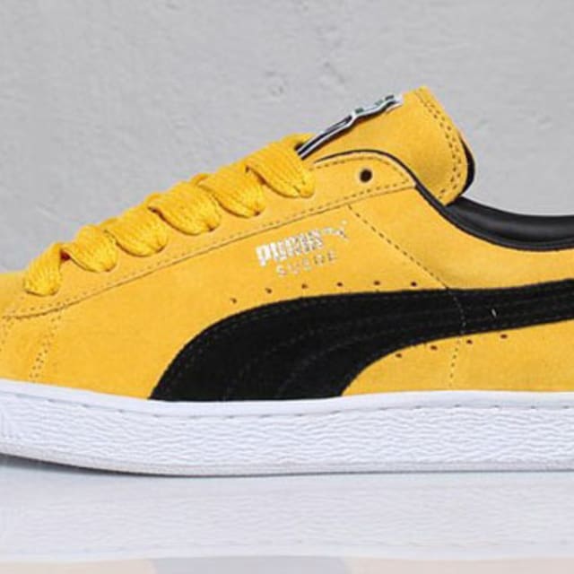 puma suede black yellow