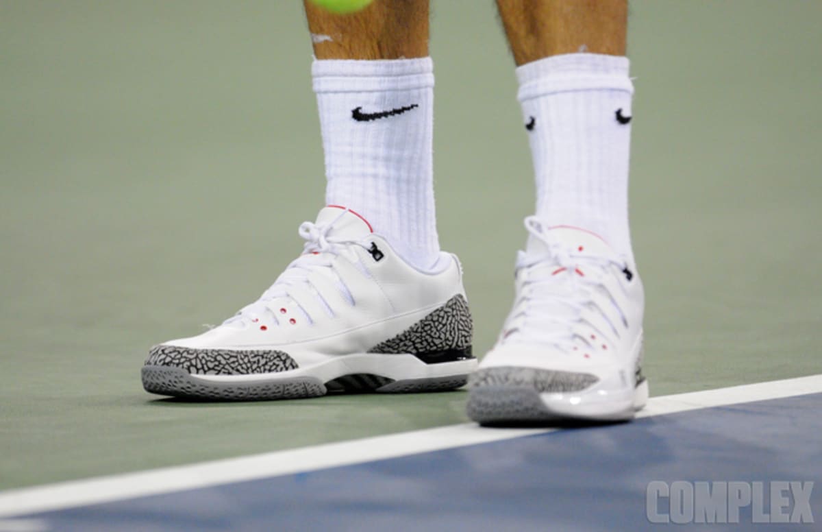 Roger Federer Rocking His Air Jordan III-Inspired Tennis Sneakers | Complex1200 x 776