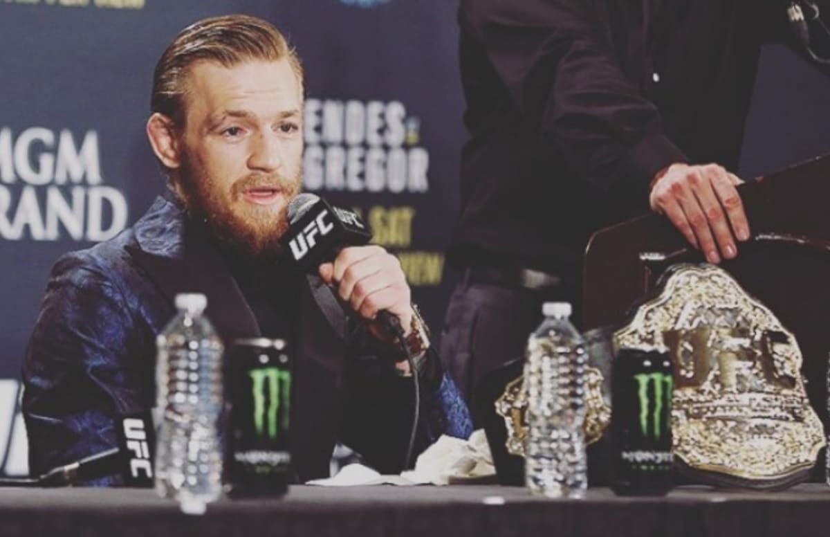 Conor McGregor Calls Out Nate Diaz and His "Stupid Black T Shirt" on Conan