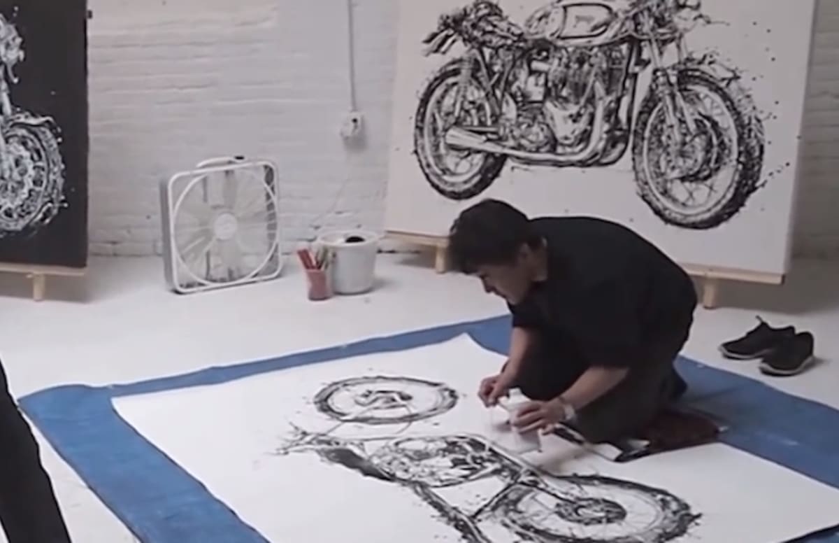 Japanese Artist Makoto Endo Creates Motorcycle Paintings Using