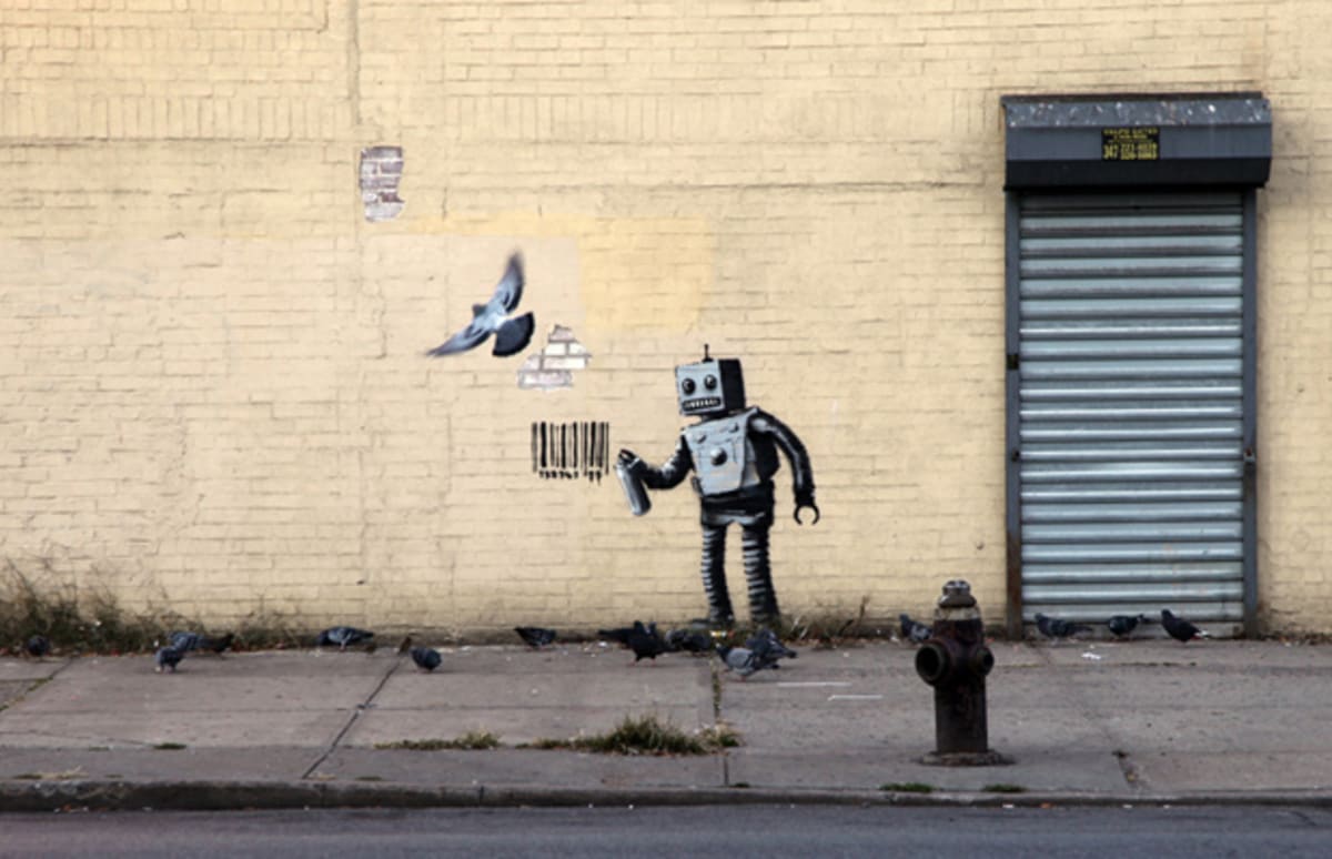 Banksy's 28th Piece for His New York Residency Is a Robot Graffiti