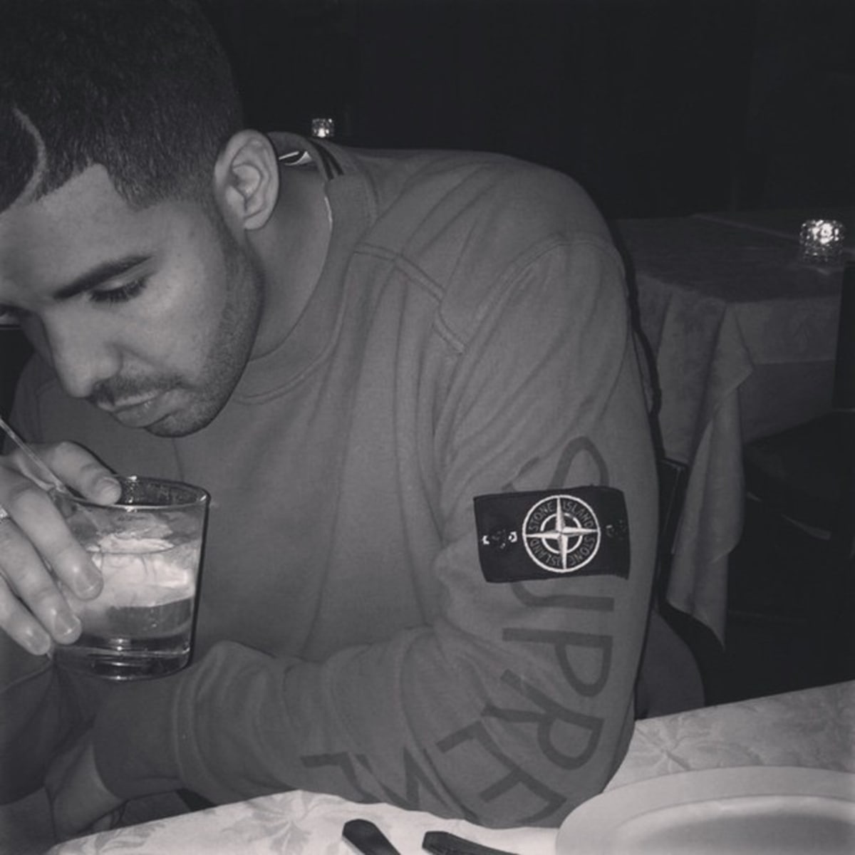 Drake Wore a Supreme x Stone Island Crewneck Sweater | Complex
