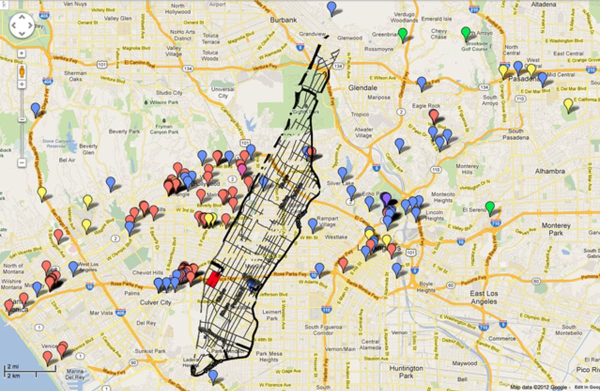 Map Shows The Difference Between The Los Angeles And New York Art