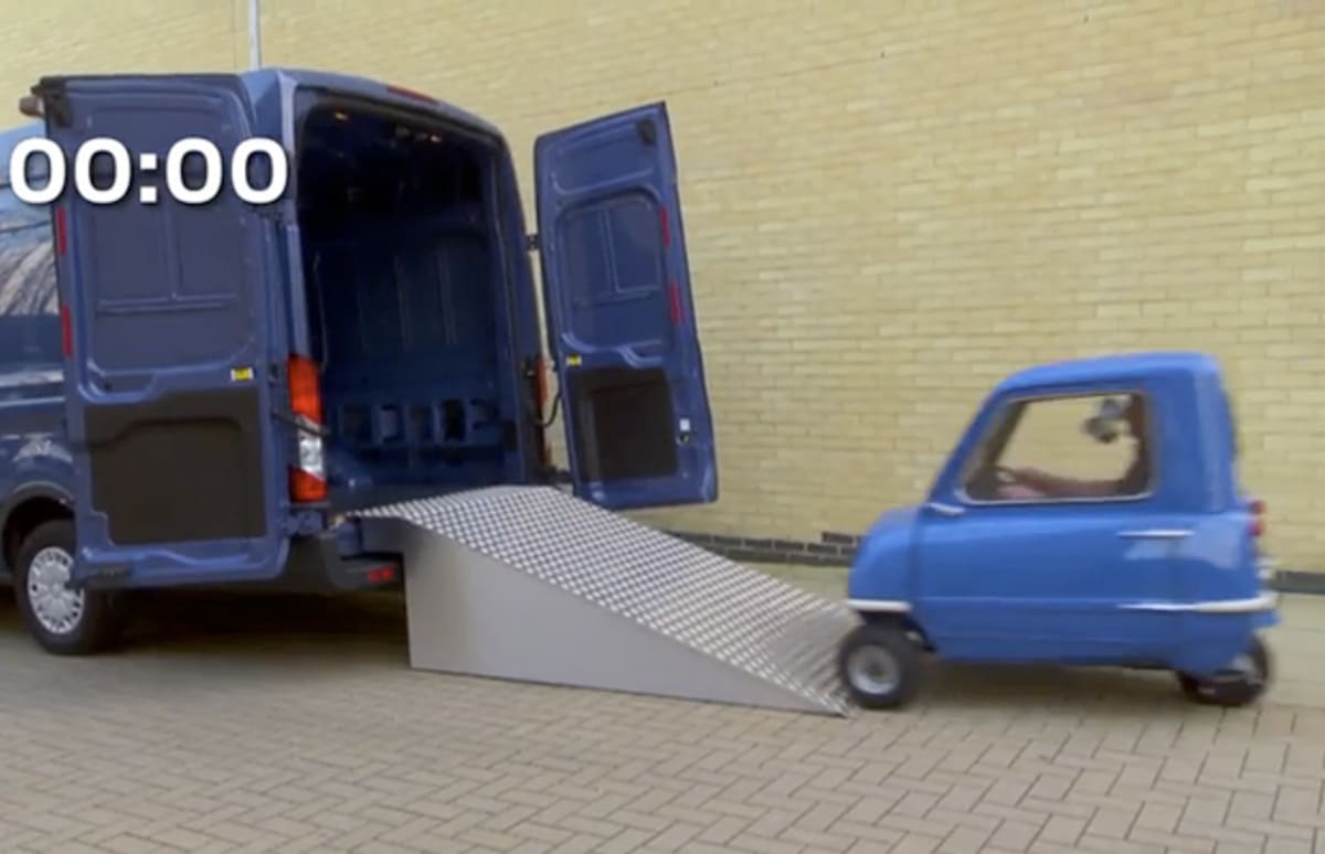 Smallest Car in the World Turns Around Inside Ford's Biggest Van Complex