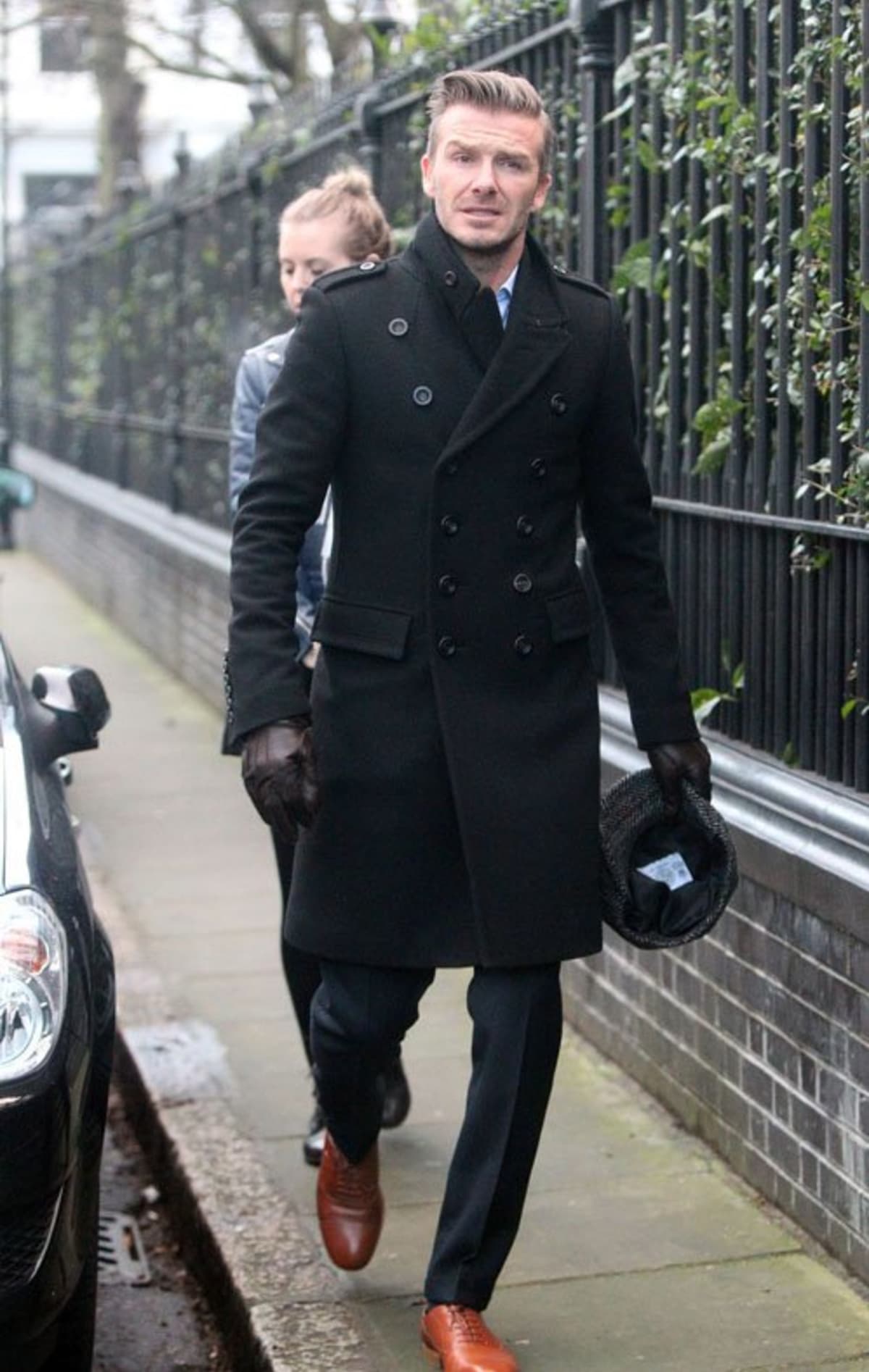 David Beckham Gets Dapper in Burberry Prorsum Topcoat and Maison Martin ...