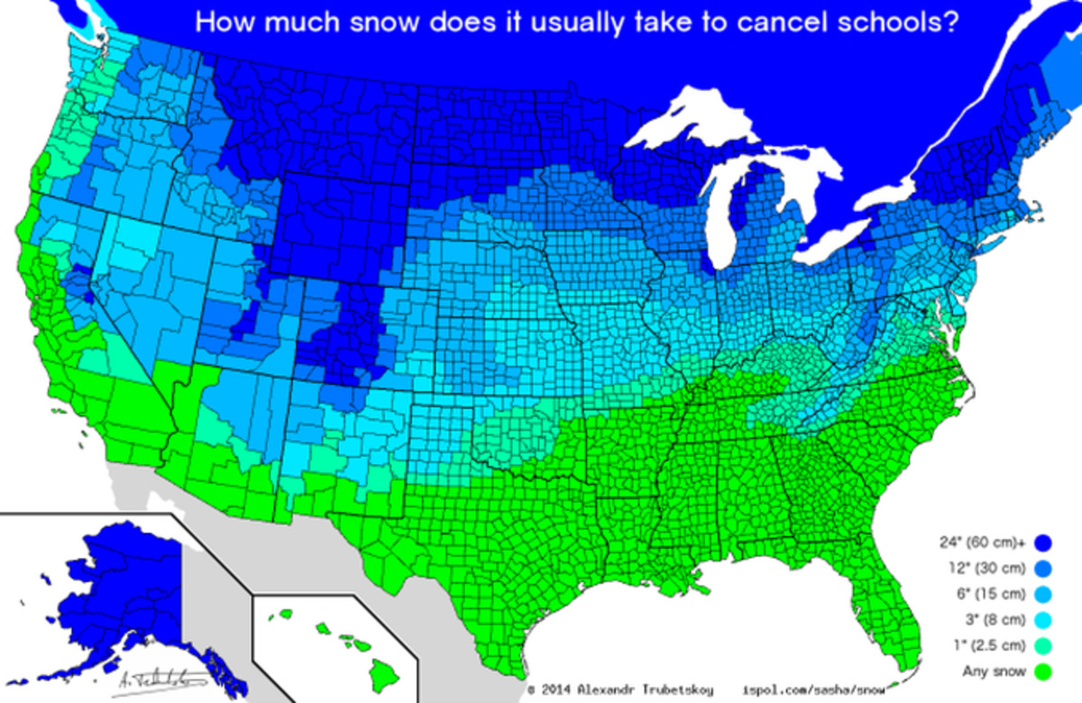 Find Out How Much Snow It Takes To Get A Snow Day By State Complex