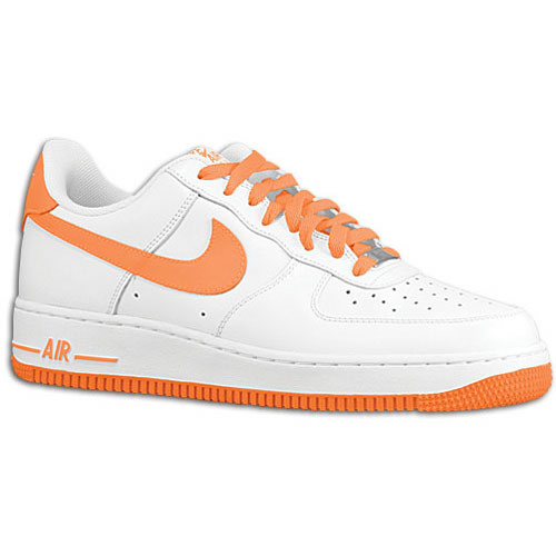 orange and white air force 1 low