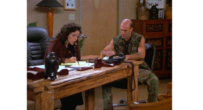 Seinfeld S Greatest Fashion Moments Complex Elaine S Stint As President Of J Peterman Led To Some Seinfeld Most Sartorially Inclined Lol Storylines Tops On That List Is The Time She Promoted