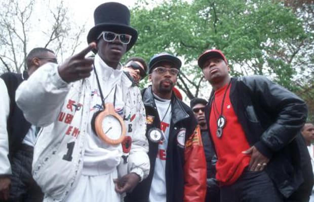 Flavor Flav with the top hat and clock necklace in 