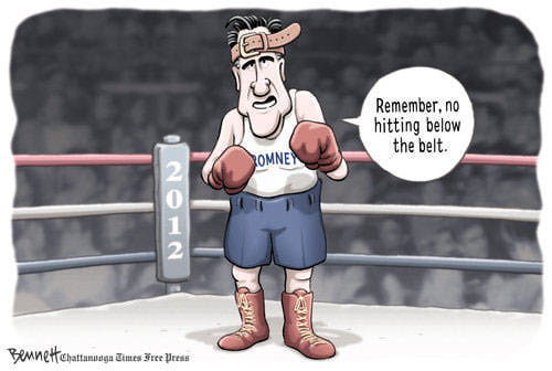 No Hitting Below The Belt - 20 Political Cartoons That Could Cost Mitt ...