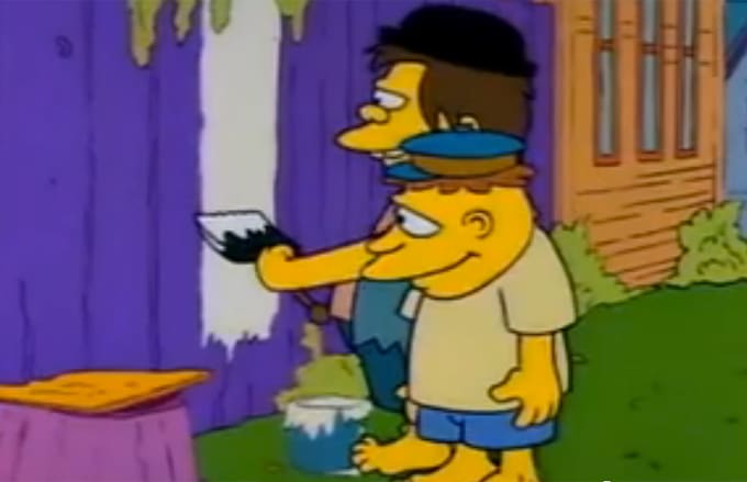 The Complete History Of Art References In Simpsons Complex Whitewashing The Fence By Norman Rockwell