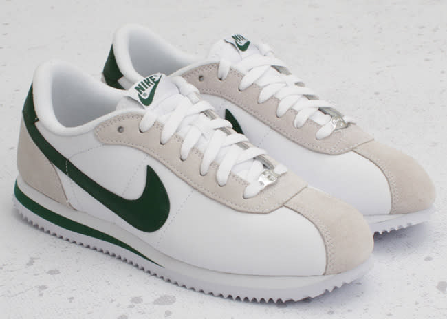 nike cortez green leather