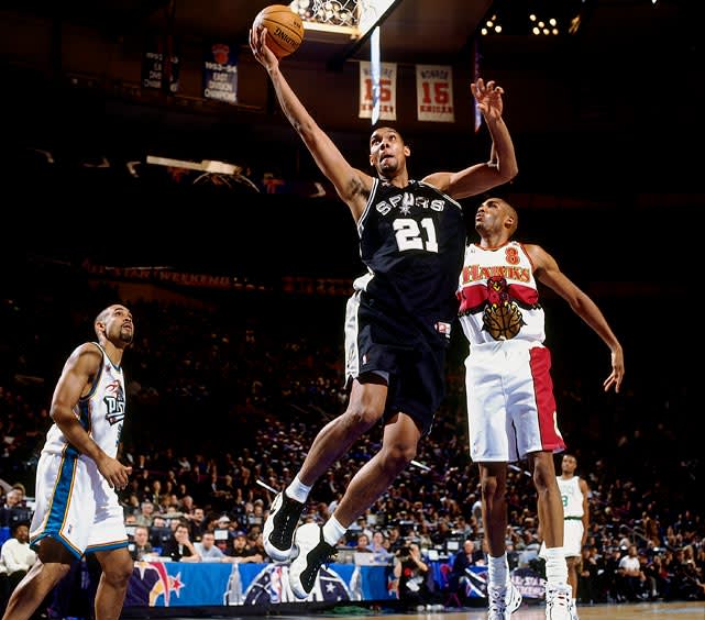 In the 1998 game in NYC, Tim Duncan broke out the \