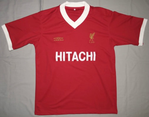 liverpool fc 1978 hitachi retro shirt