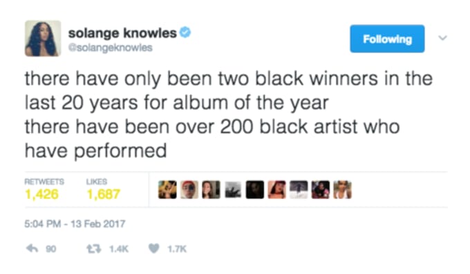 Solange Tweets Frank Ocean's Grammy Diss Following Beyoncé's Grammy Loss