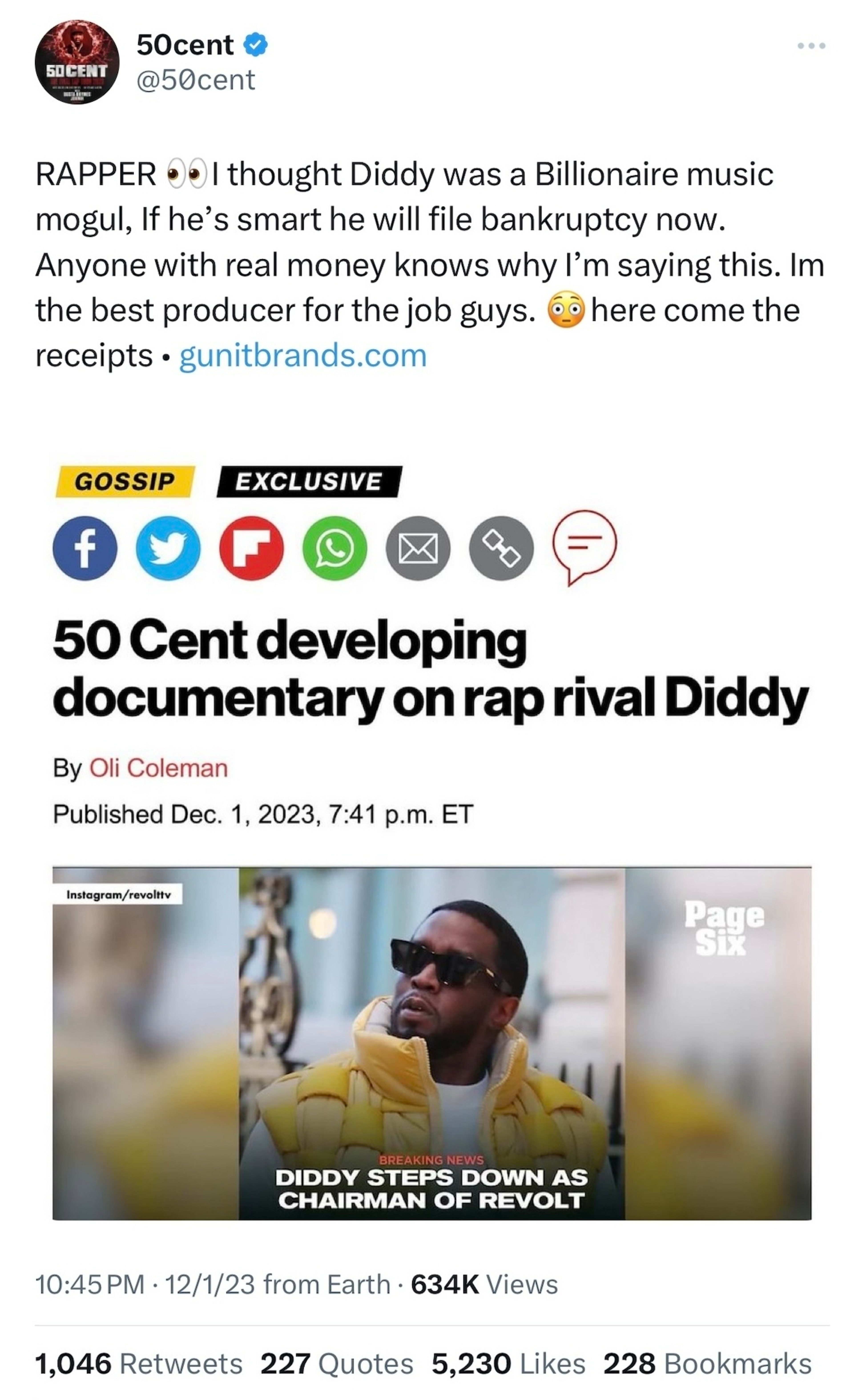 50 Cent Says Proceeds From Diddy Documentary 'Will Go to Victims of ...