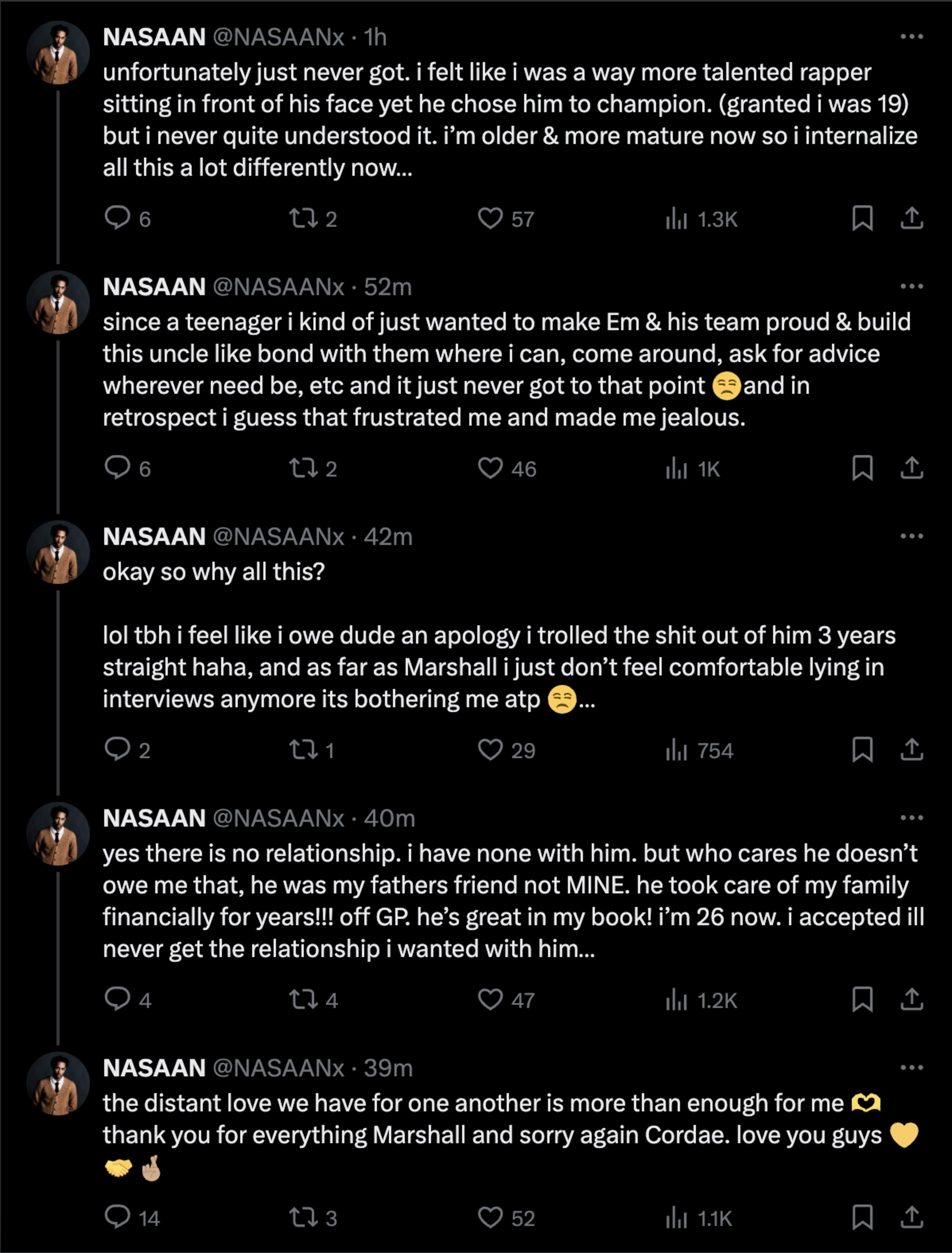 Nasaan tweets about Cordae and Eminem