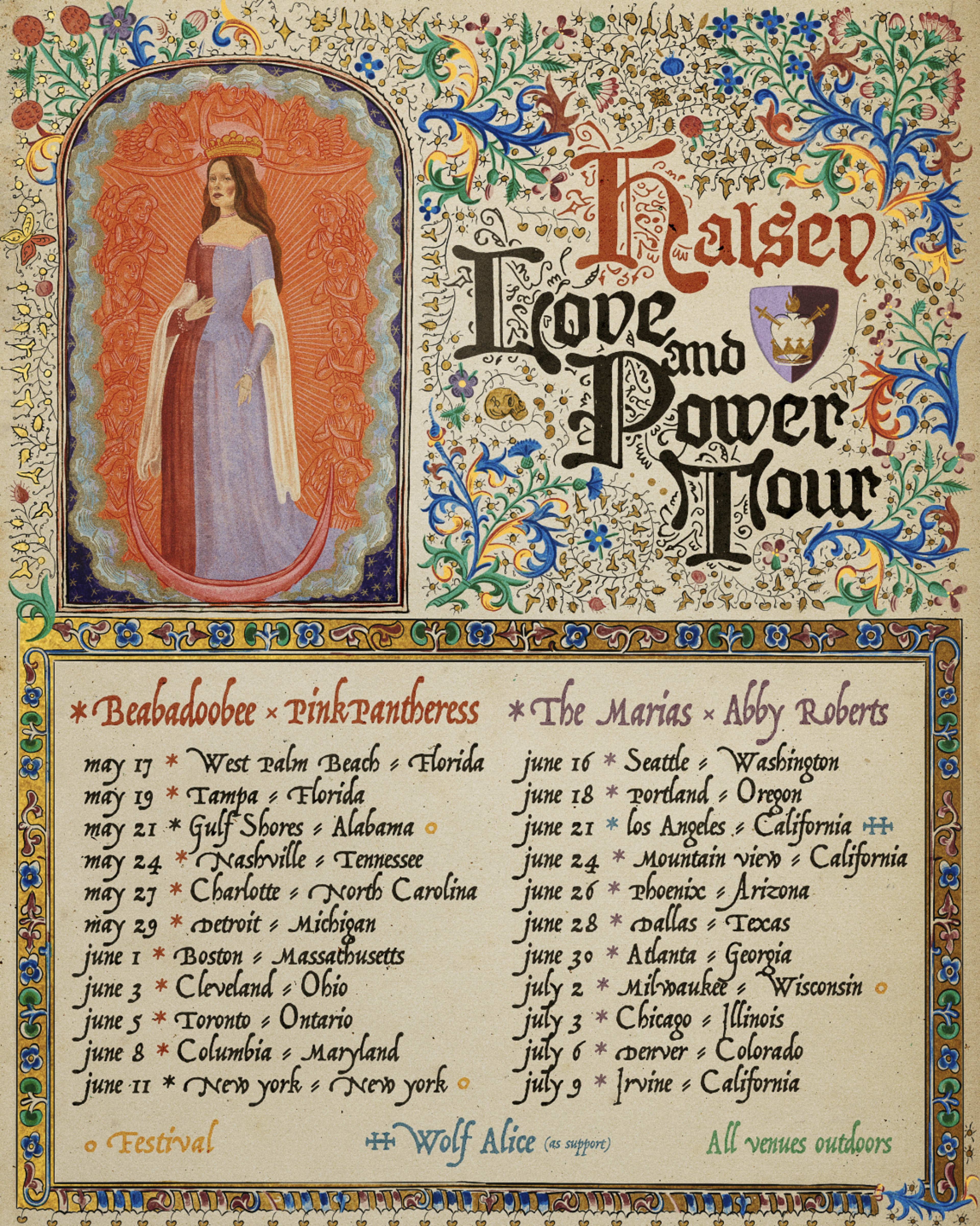 A flyer for the Halsey tour is shown