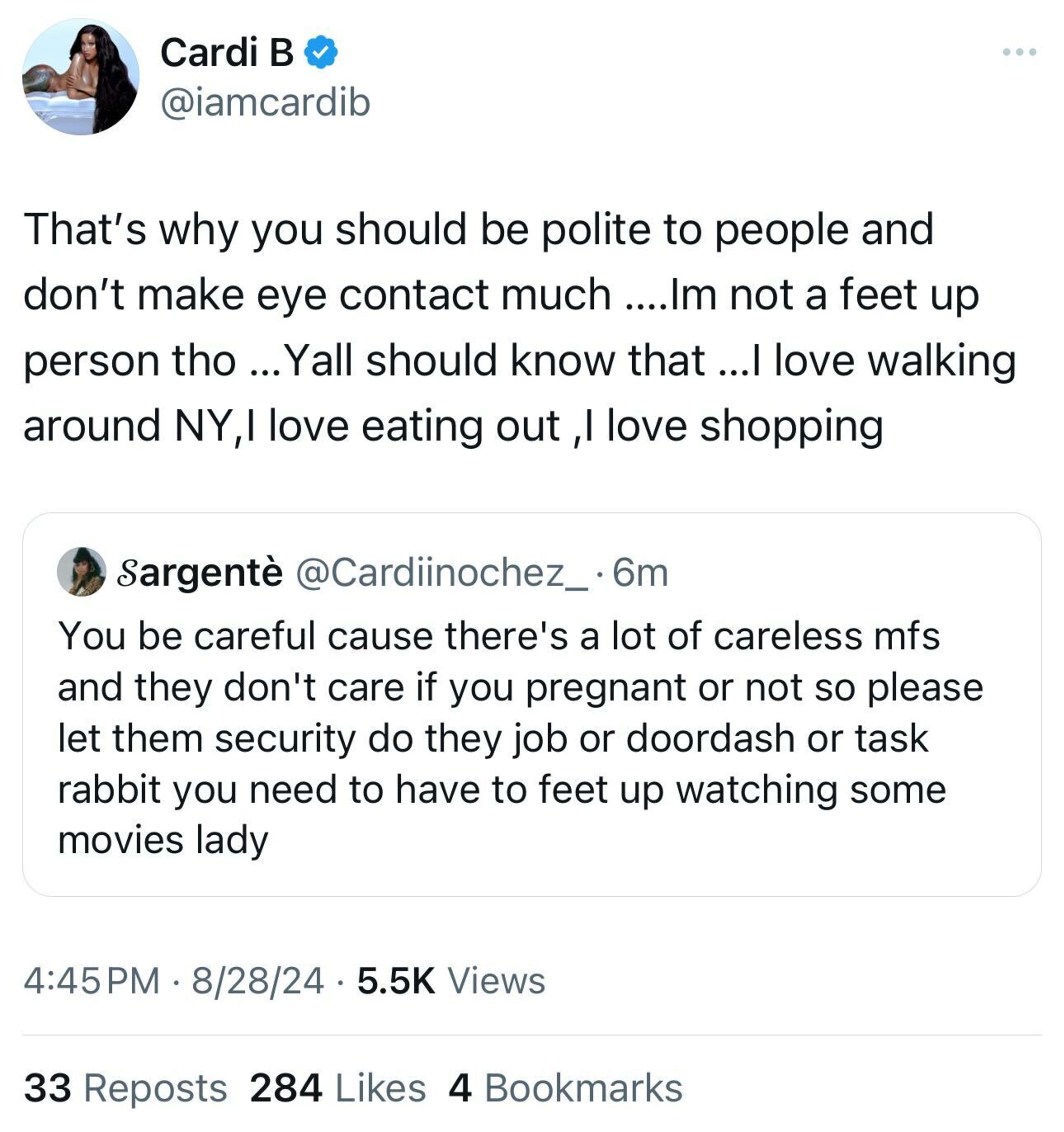 Tweet from Cardi B