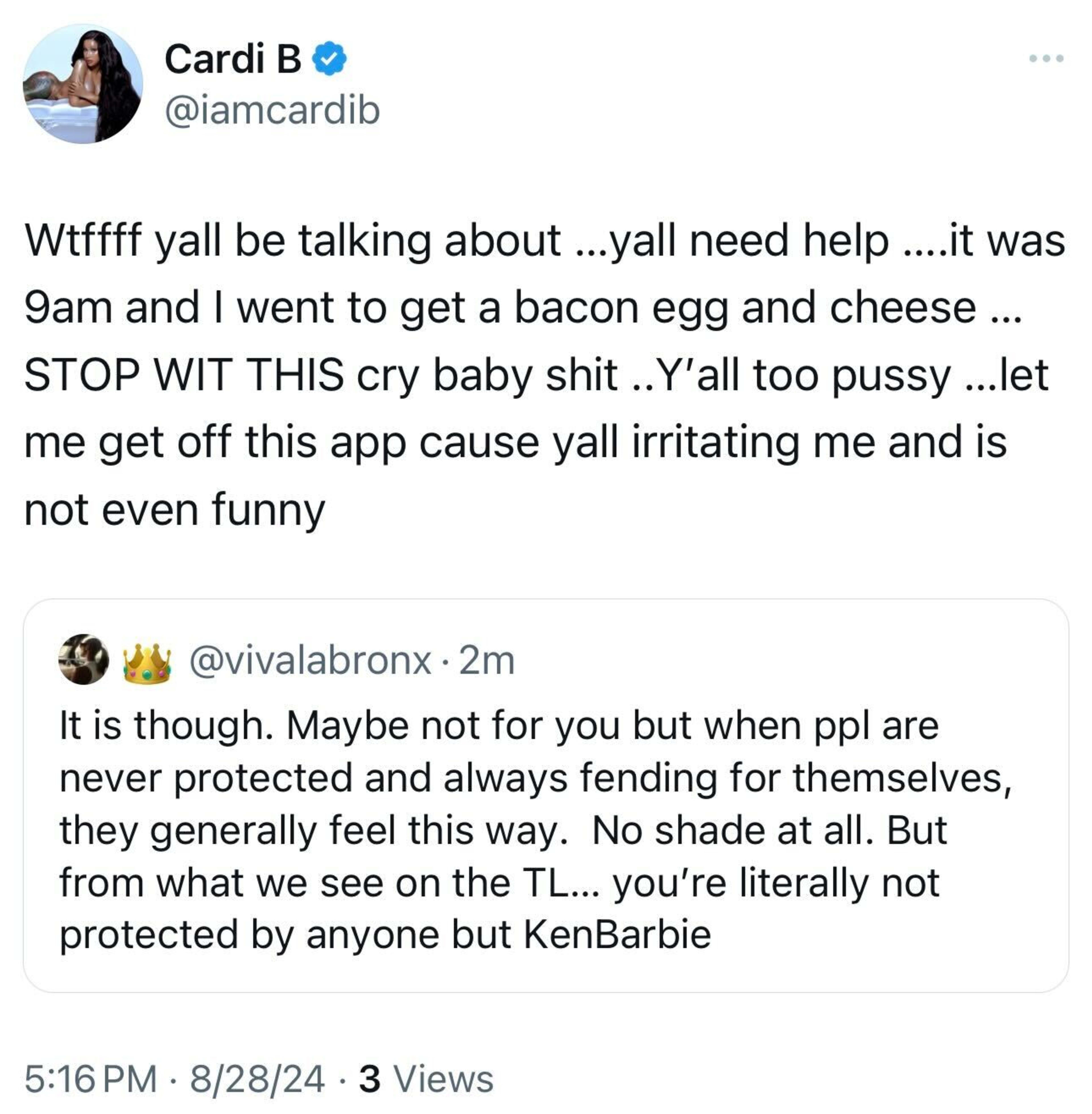 Tweet from Cardi B