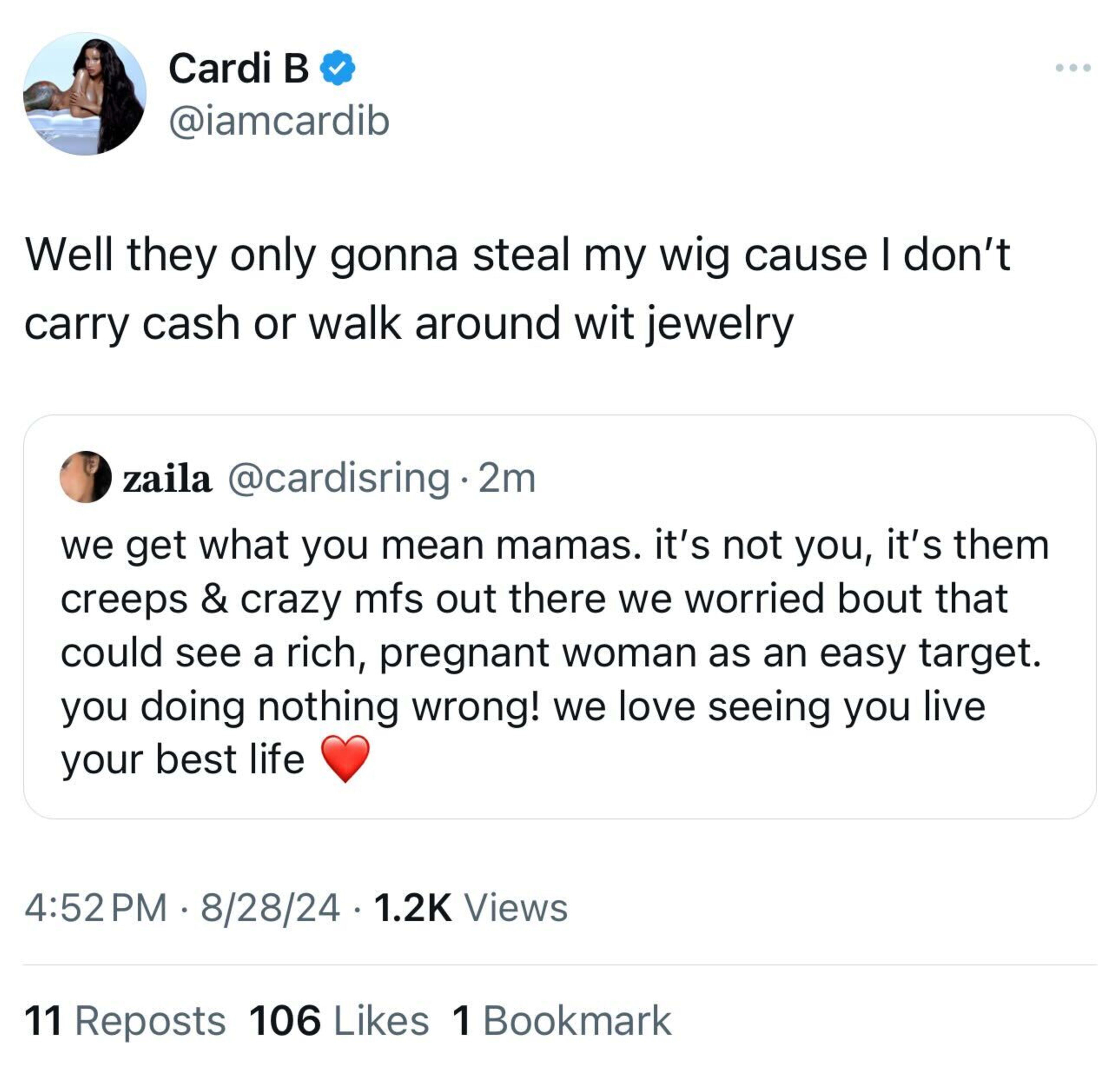 Tweet from Cardi B