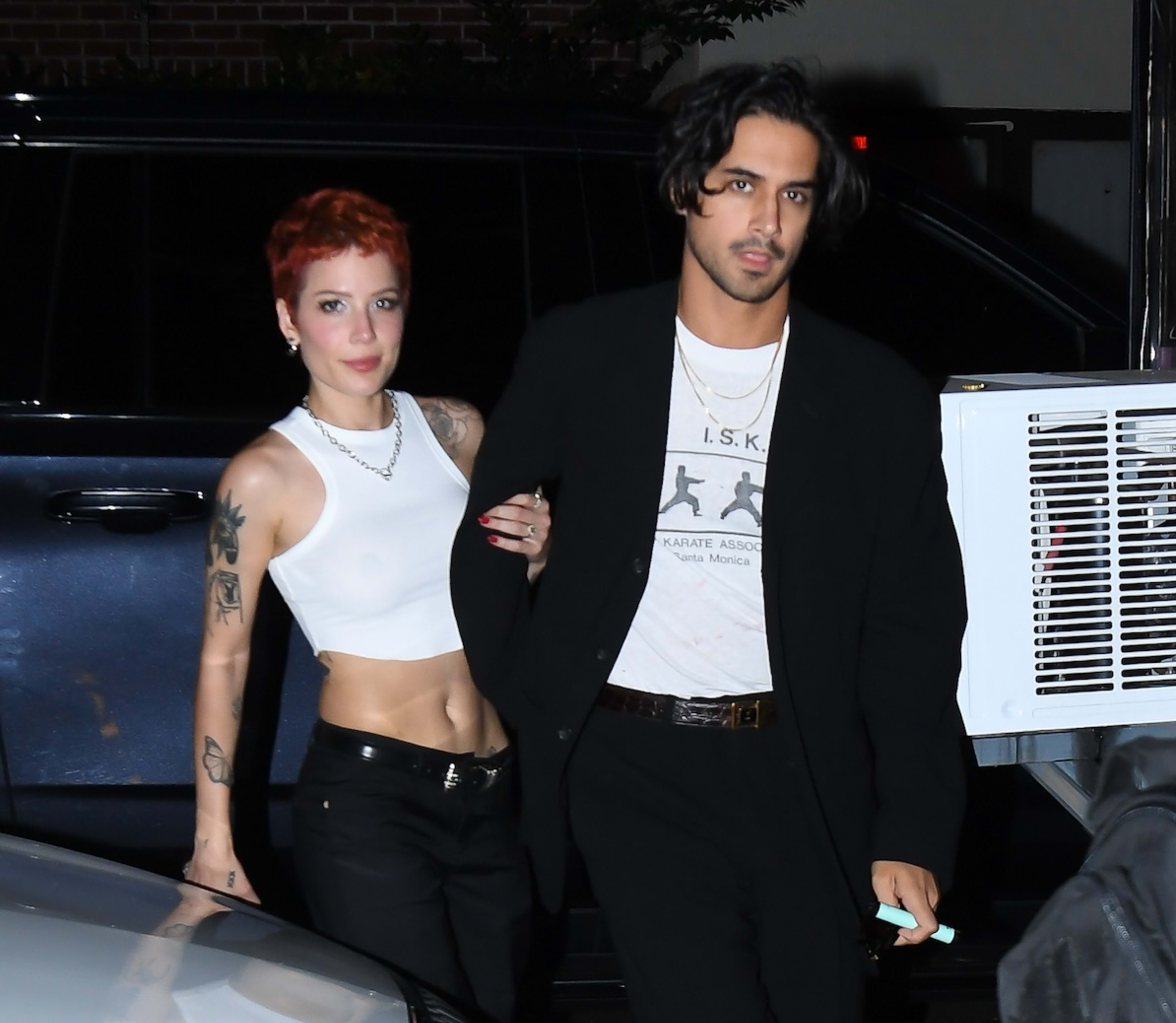 NEW YORK, NEW YORK - SEPTEMBER 06: Halsey and boyfriend Avan Jogia seen out for dinner at Carbone restaurant on September 06, 2024 in New York City.