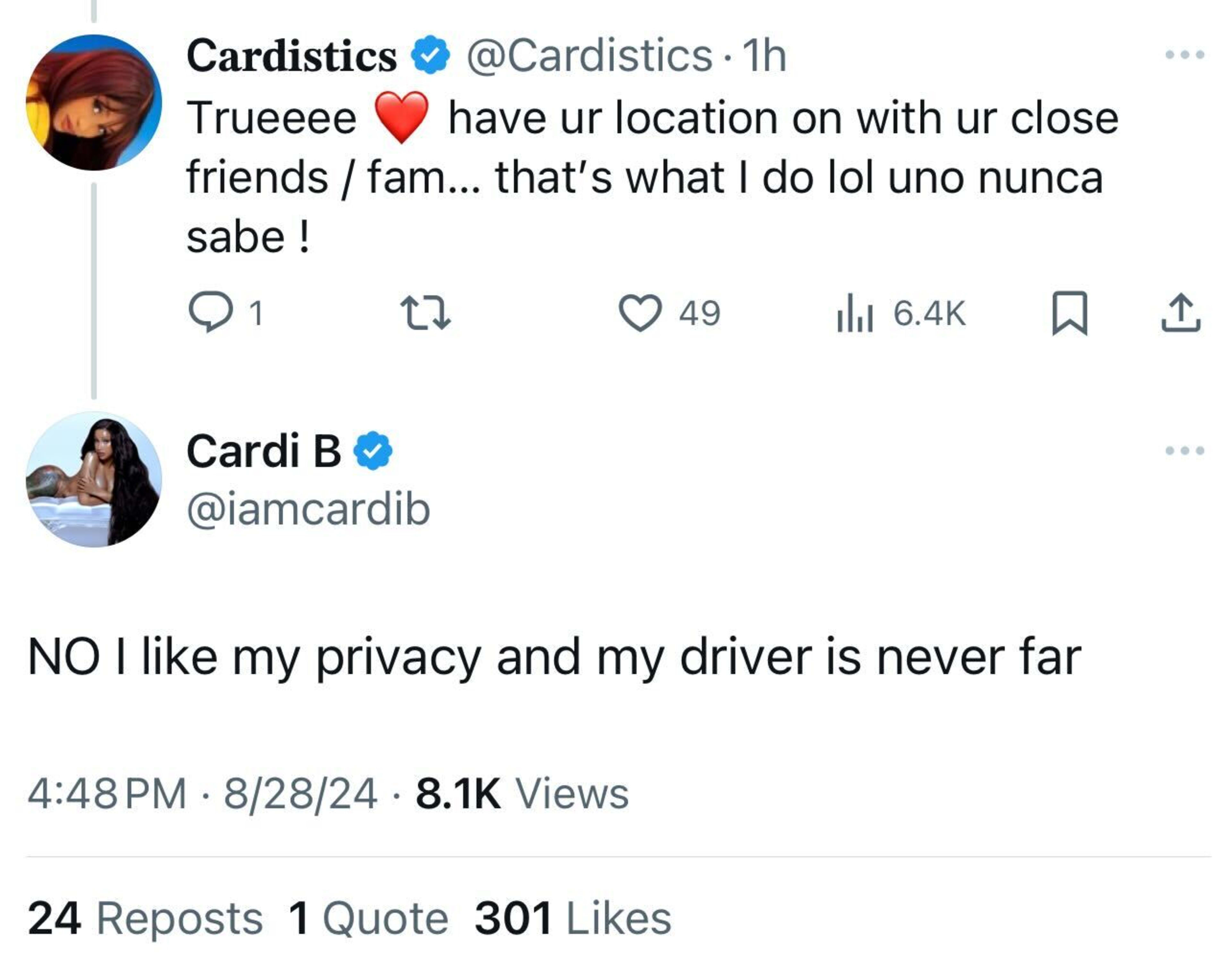 Tweet from Cardi B