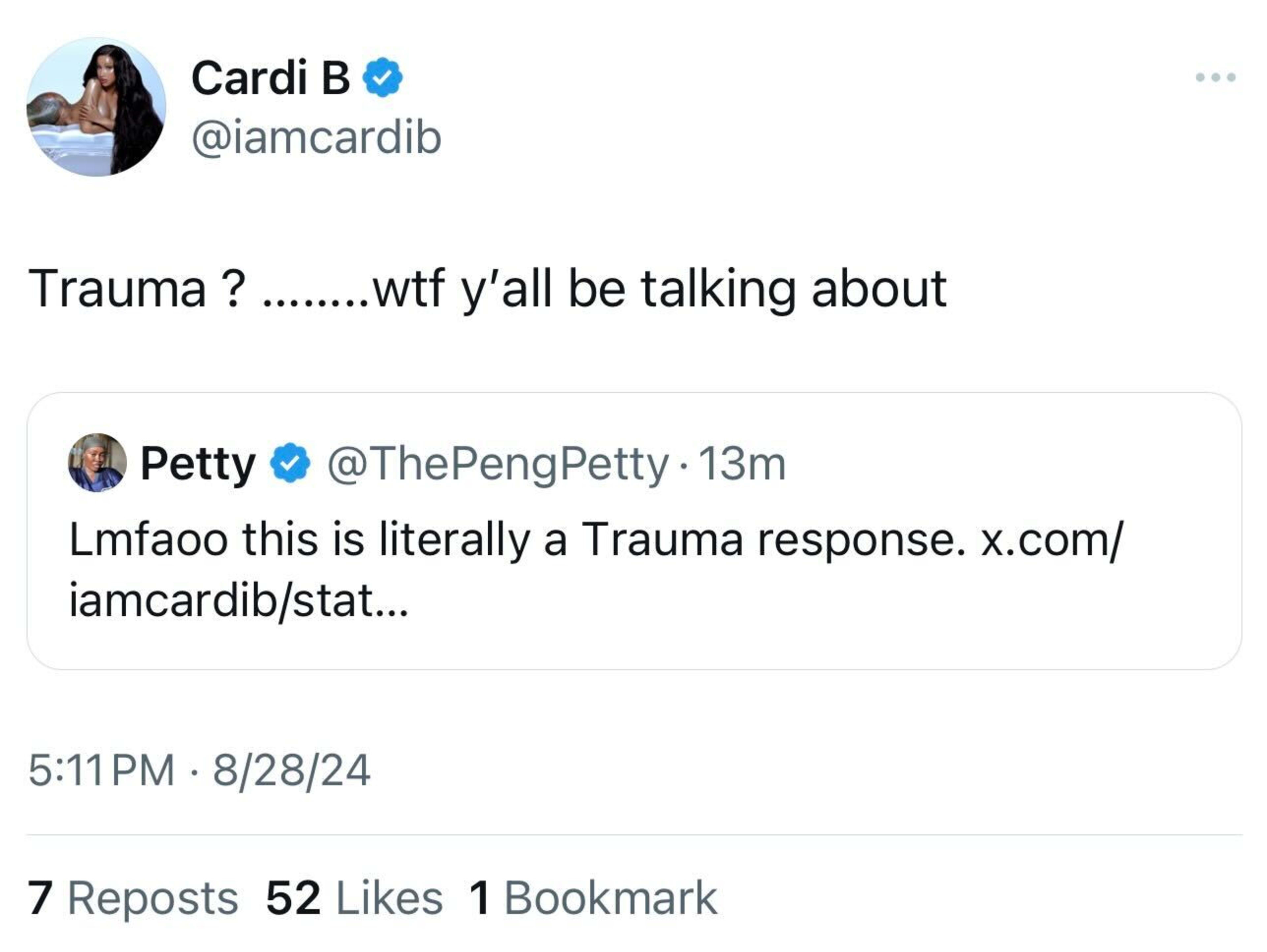 Tweet from Cardi B