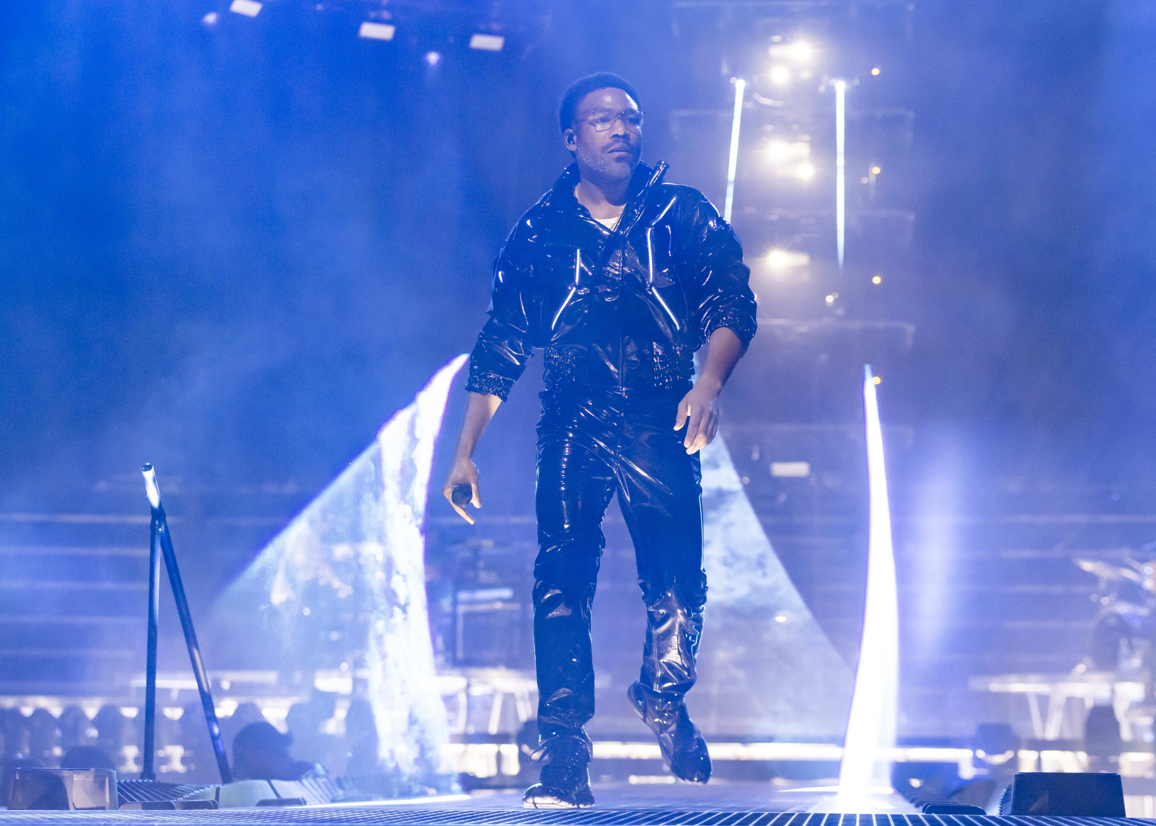 DETROIT, MICHIGAN - AUGUST 17: Childish Gambino performs during The New World Tour at Little Caesars Arena on August 17, 2024 in Detroit, Michigan