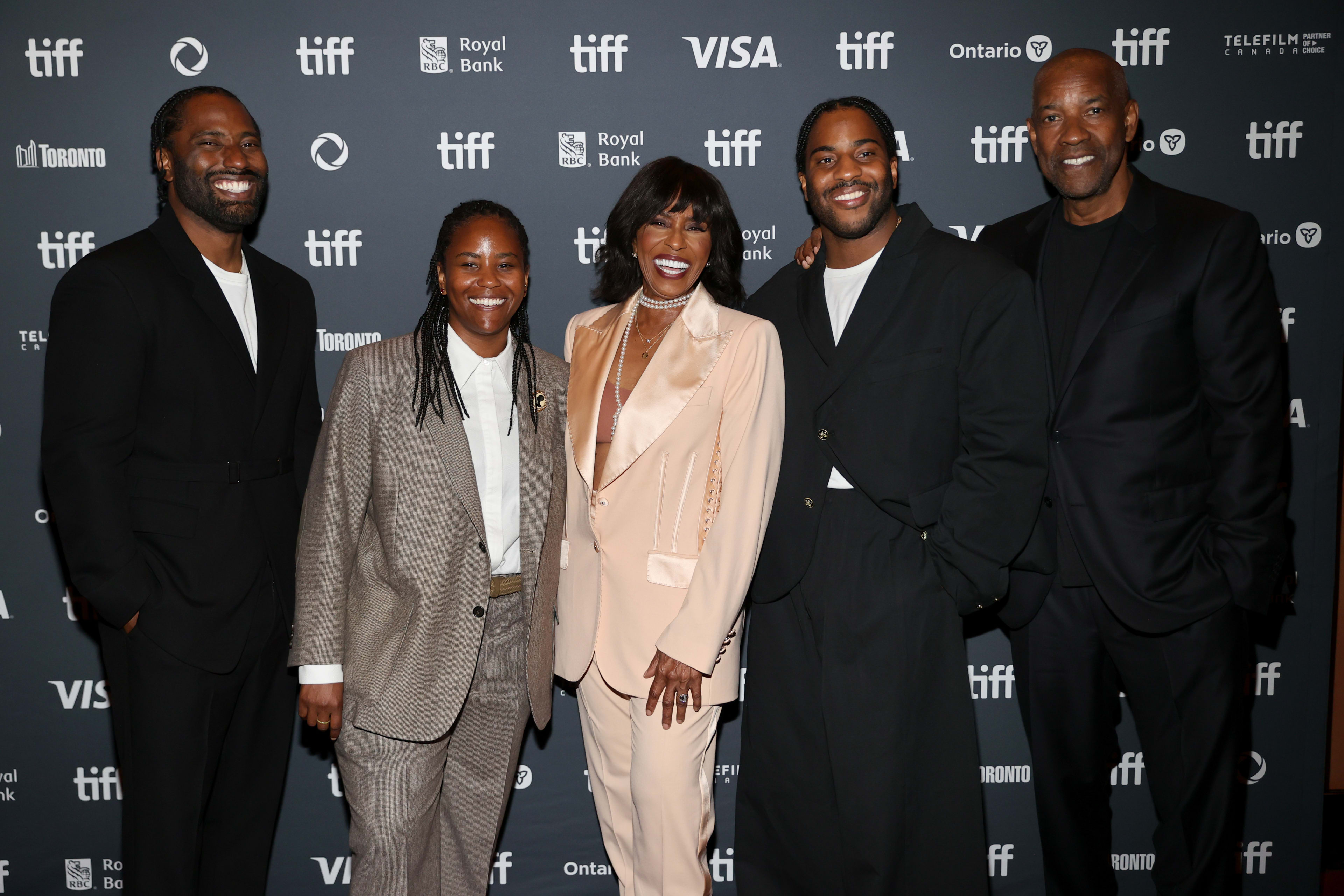 TORONTO, ONTARIO - SEPTEMBER 10: (L-R) John David Washington, Katia Washington, Pauletta Washington, Malcolm Washington and Denzel Washington attend Netflix's special presentation of "The Piano Lesson" during the Toronto International Film Festival at Princess of Wales Theatre on September 10, 2024 in Toronto, Ontario.