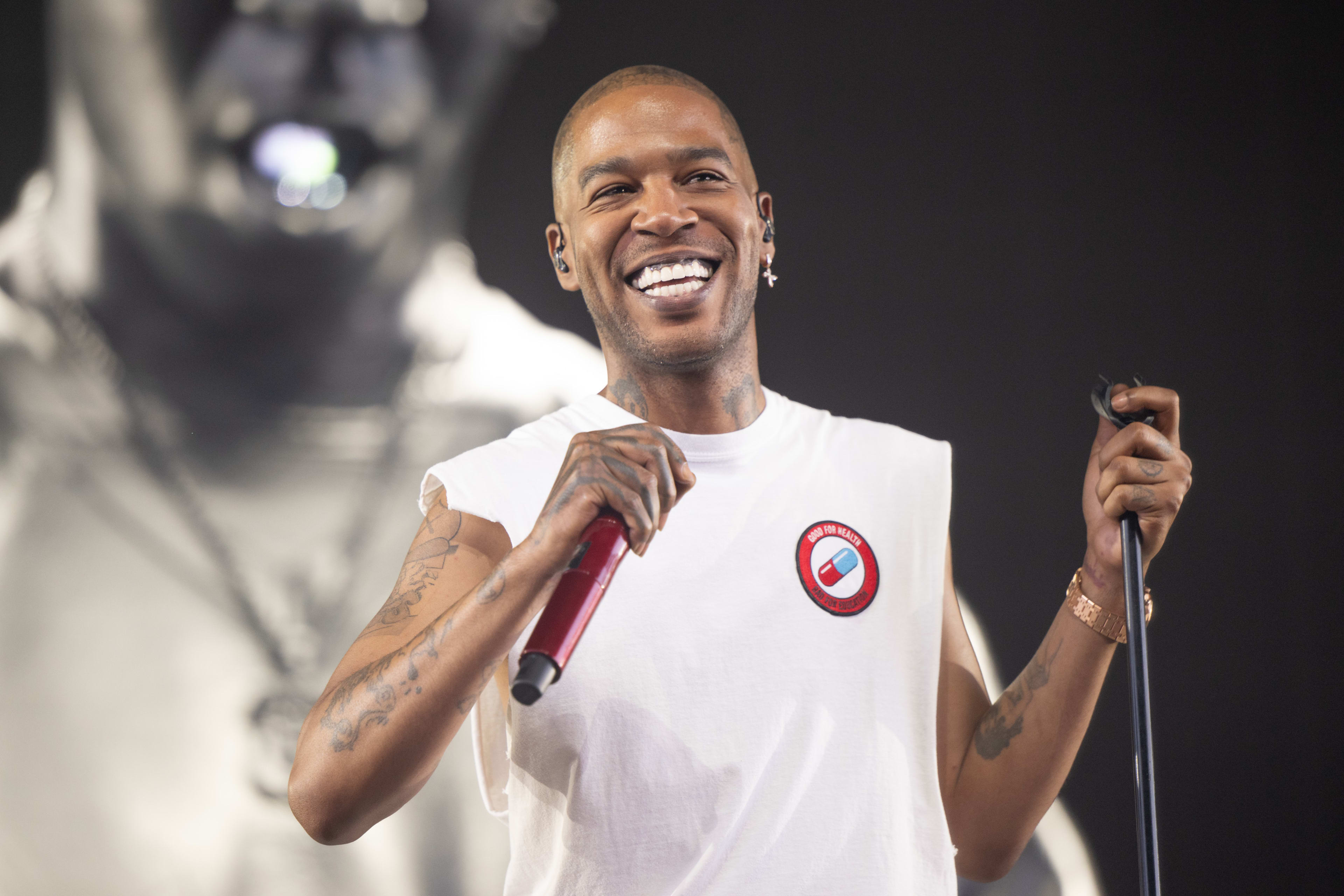 Rapper Kid Cudi performs onstage during Day 3 of the Coachella Valley Music & Arts Festival at Empire Polo Club on April 21, 2024 in Indio, California. 